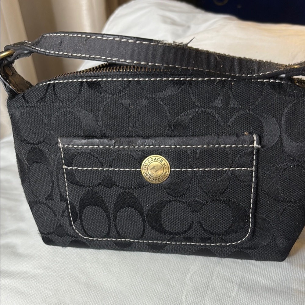 Coach Black Monogram Clutch Wristlet